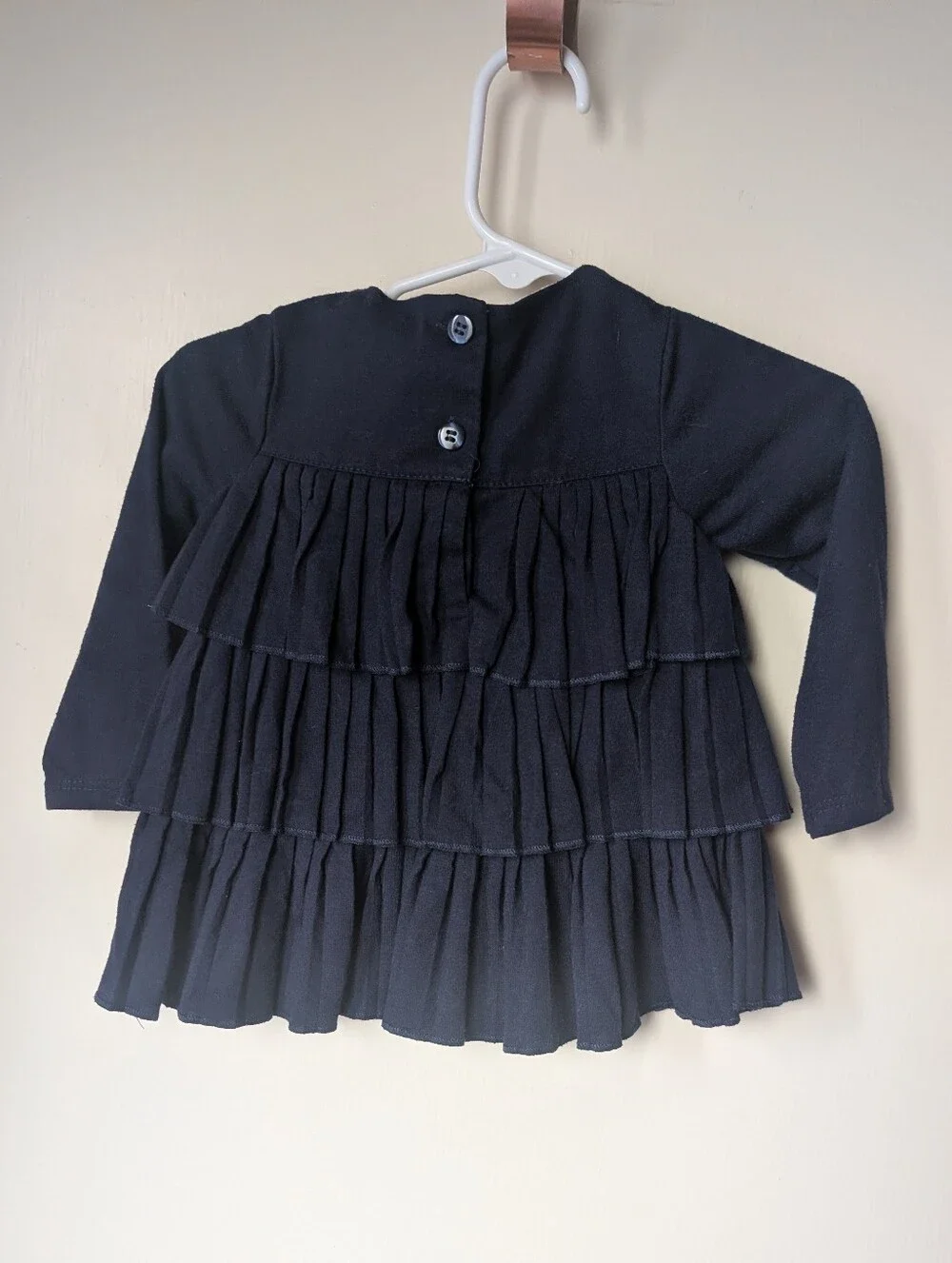 6-9 M-Navy Long-Sleeve Ruffle Dressy Top